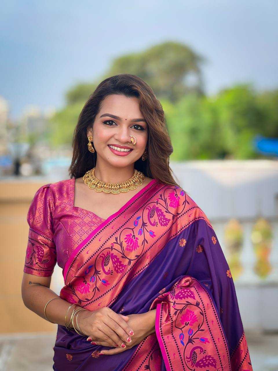 Ynf Paithani Silk RIN150 Coin Paithani Silk Sarees Wholesale Designer Silk Sarees Zari Border Silk Sarees Manufacturer