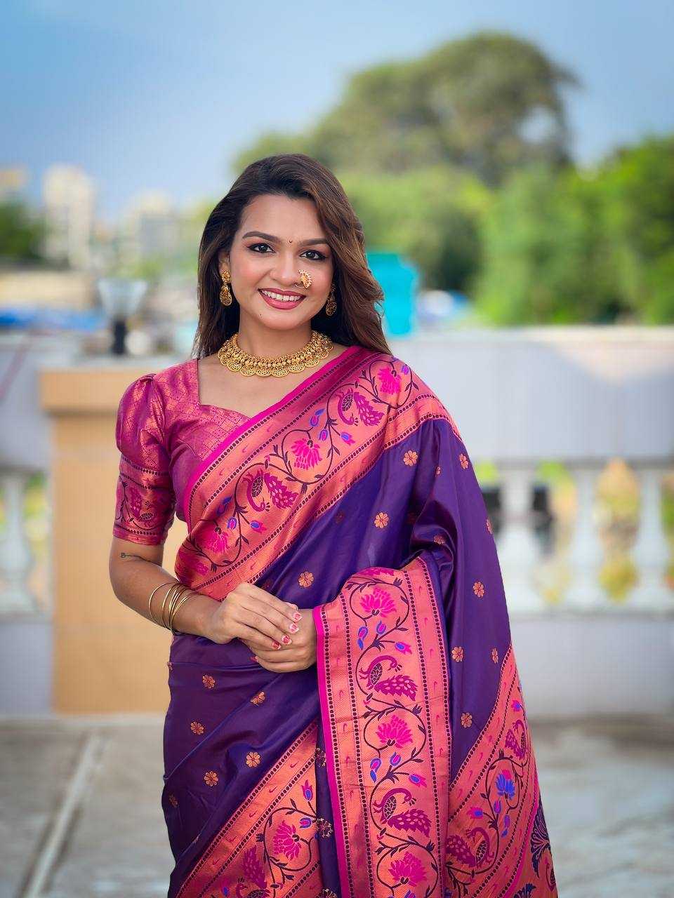 Ynf Paithani Silk RIN150 Coin Paithani Silk Sarees Wholesale Designer Silk Sarees Zari Border Silk Sarees Manufacturer