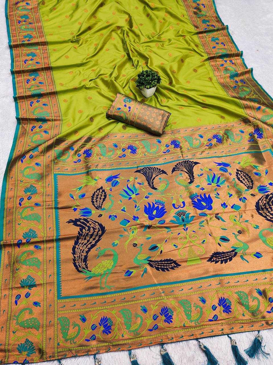 Ynf Paithani Silk RIN150 Coin Paithani Silk Sarees Wholesale Designer Silk Sarees Zari Border Silk Sarees Manufacturer