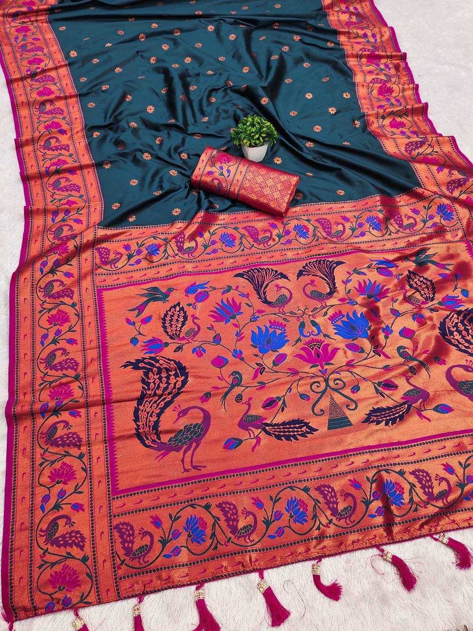 Ynf Paithani Silk RIN150 Coin Paithani Silk Sarees Wholesale Designer Silk Sarees Zari Border Silk Sarees Manufacturer