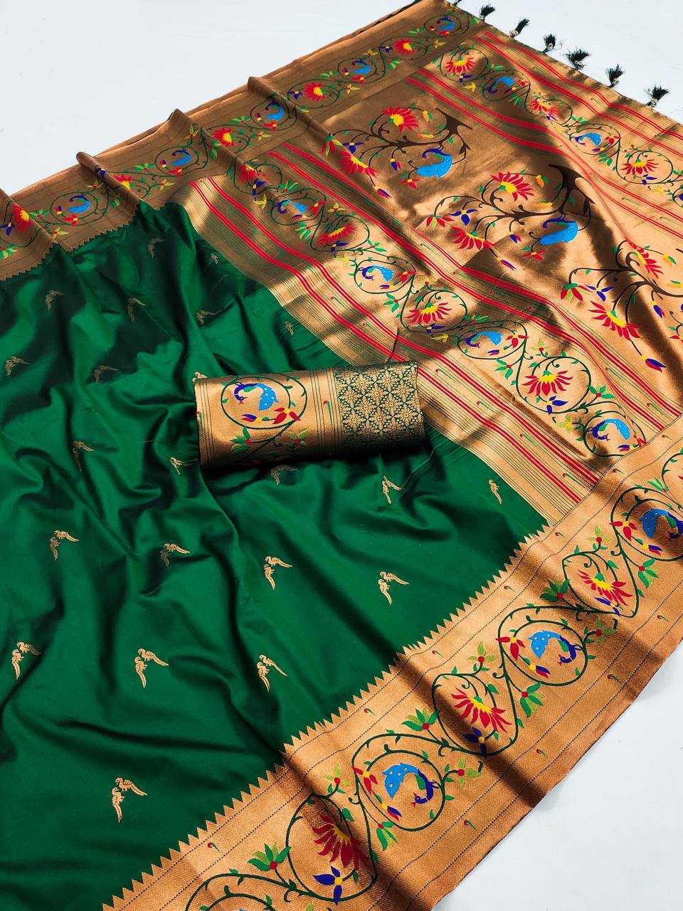 Ynf Paithani Silk RIN150 Harmony Paithani-2 Silk Sarees Wedding Collections Festive Collections Wholesale Paithani Sarees Traditional Silk Sarees Silk Sarees With Blouse Manufacturer