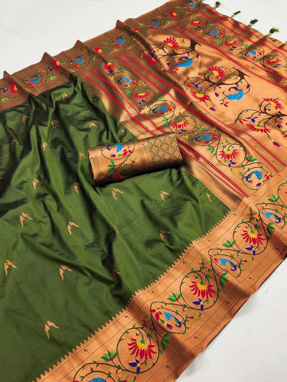 Ynf Paithani Silk RIN150 Harmony Paithani-2 Silk Sarees Wedding Collections Festive Collections Wholesale Paithani Sarees Traditional Silk Sarees Silk Sarees With Blouse Manufacturer