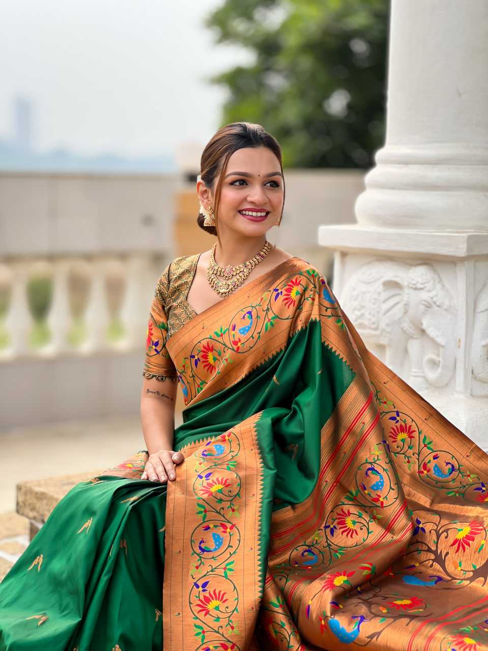 Ynf Paithani Silk RIN150 Harmony Paithani-2 Silk Sarees Wedding Collections Festive Collections Wholesale Paithani Sarees Traditional Silk Sarees Silk Sarees With Blouse Manufacturer