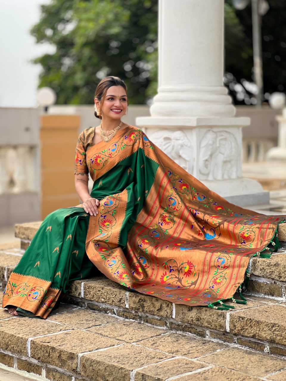 Ynf Paithani Silk RIN150 Harmony Paithani-2 Silk Sarees Wedding Collections Festive Collections Wholesale Paithani Sarees Traditional Silk Sarees Silk Sarees With Blouse Manufacturer