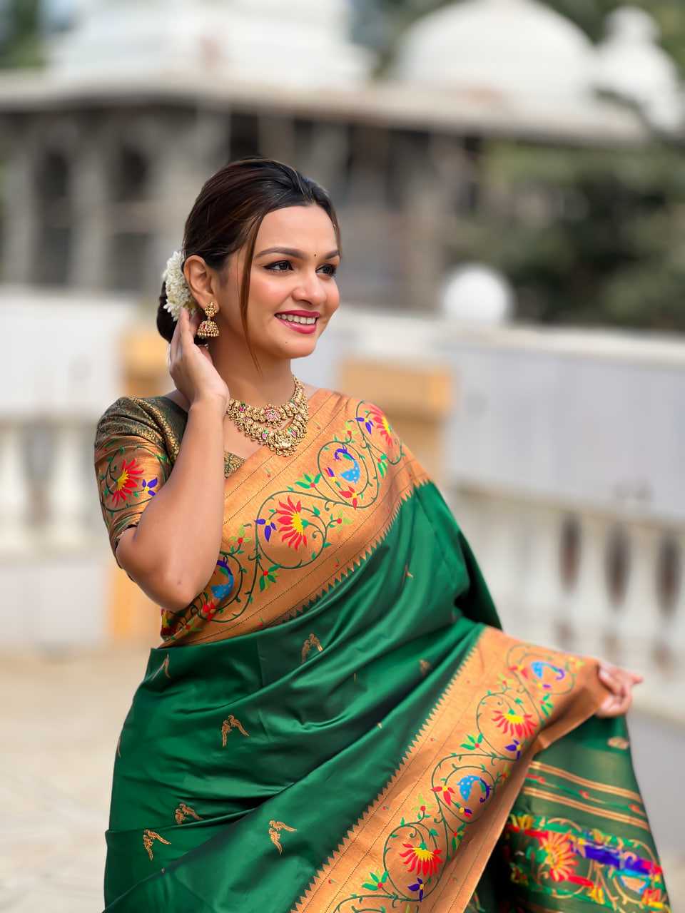 Ynf Paithani Silk RIN150 Harmony Paithani-2 Silk Sarees Wedding Collections Festive Collections Wholesale Paithani Sarees Traditional Silk Sarees Silk Sarees With Blouse Manufacturer