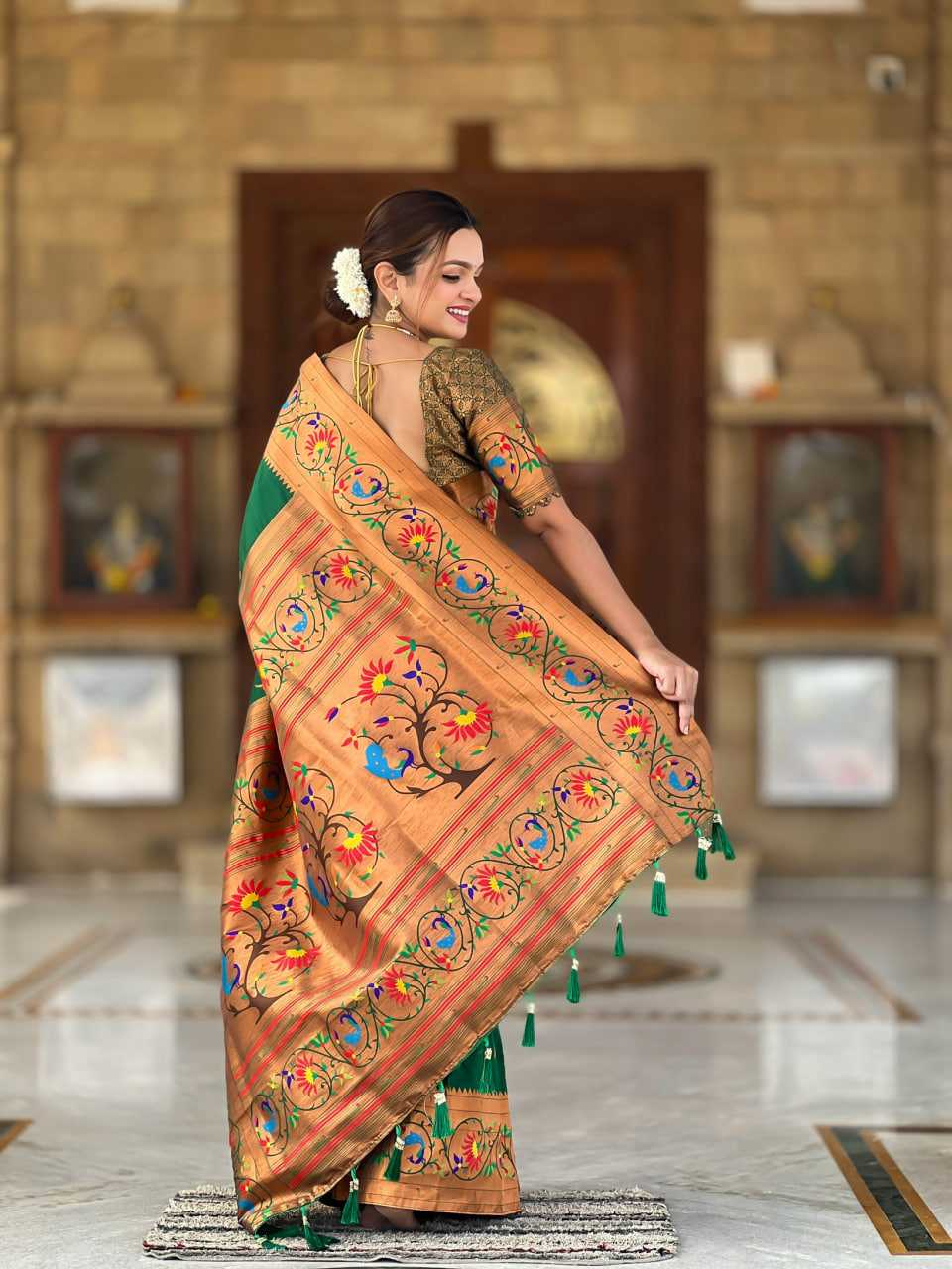 Ynf Paithani Silk RIN150 Harmony Paithani-2 Silk Sarees Wedding Collections Festive Collections Wholesale Paithani Sarees Traditional Silk Sarees Silk Sarees With Blouse Manufacturer