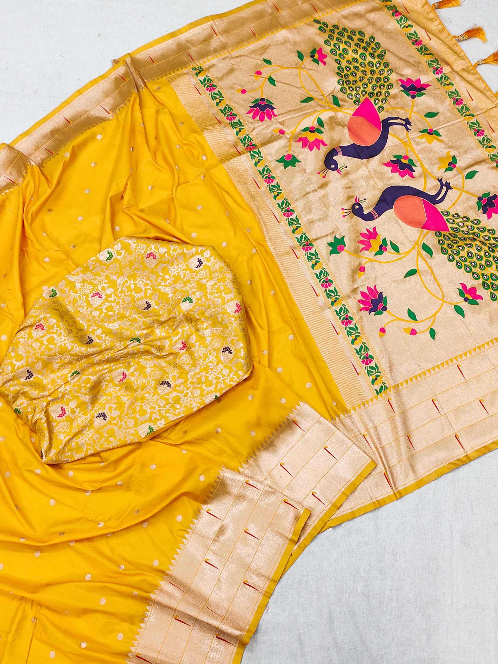 Ynf Paithani Silk RIN150 Kalakruti Paithani Silk Sarees Wedding Collections Wholesale Zari Border Silk Sarees Sangeet Outfits Manufacturer