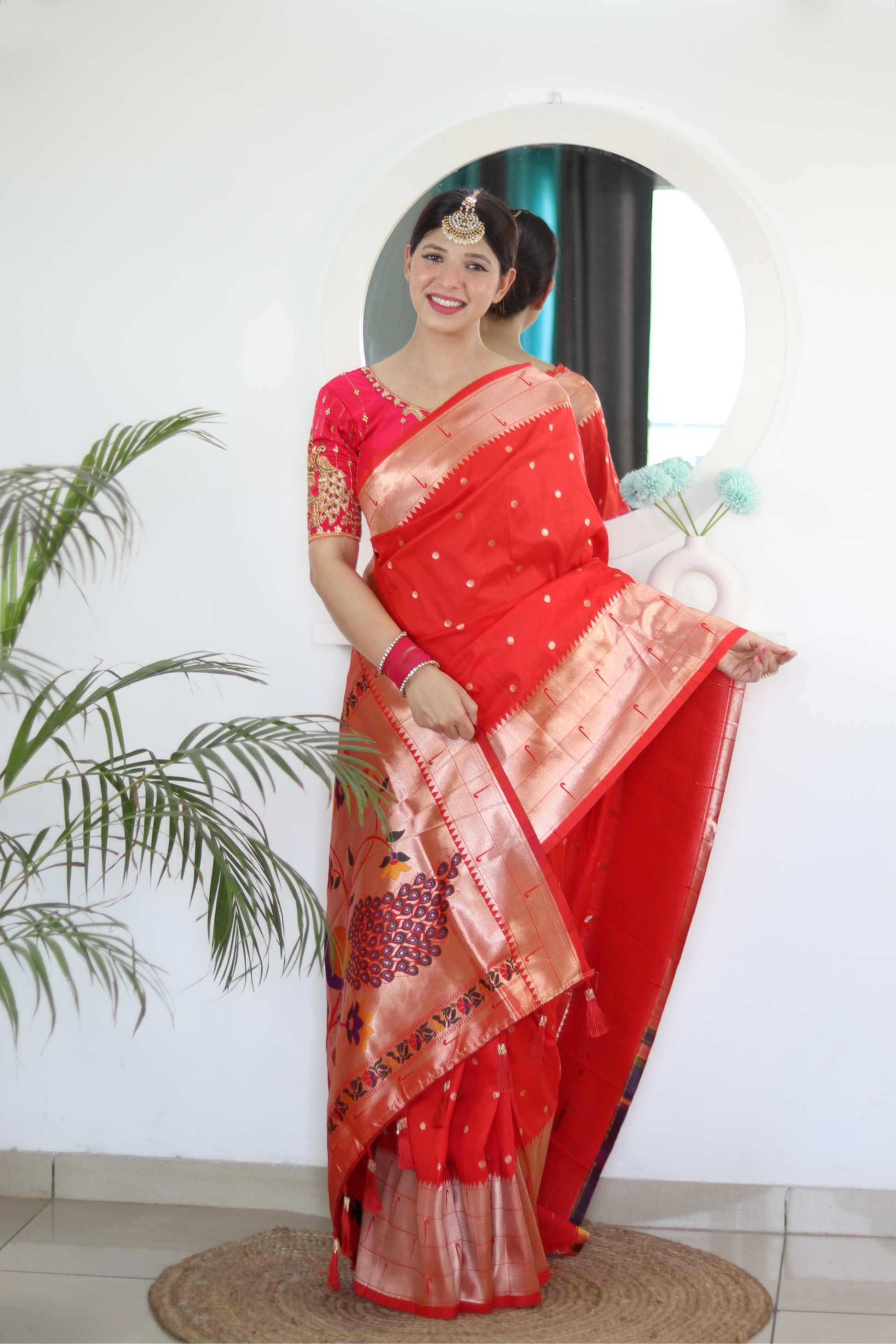 Ynf Paithani Silk RIN150 Kalakruti Paithani Silk Sarees Wedding Collections Wholesale Zari Border Silk Sarees Sangeet Outfits Manufacturer