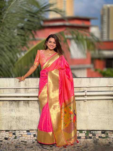 Ynf Paithani Silk RIN150 Kalakruti Paithani Silk Sarees Wedding Collections Wholesale Zari Border Silk Sarees Sangeet Outfits Manufacturer