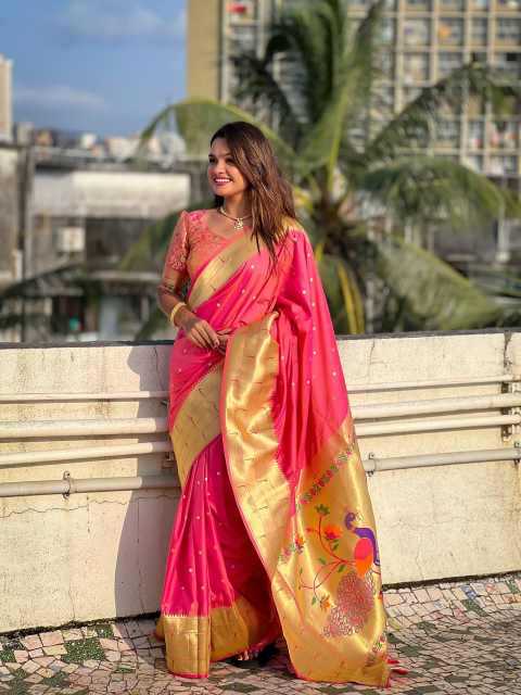 Ynf Paithani Silk RIN150 Kalakruti Paithani Silk Sarees Wedding Collections Wholesale Zari Border Silk Sarees Sangeet Outfits Manufacturer