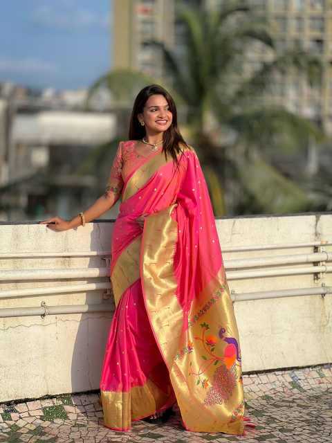 Ynf Paithani Silk RIN150 Kalakruti Paithani Silk Sarees Wedding Collections Wholesale Zari Border Silk Sarees Sangeet Outfits Manufacturer