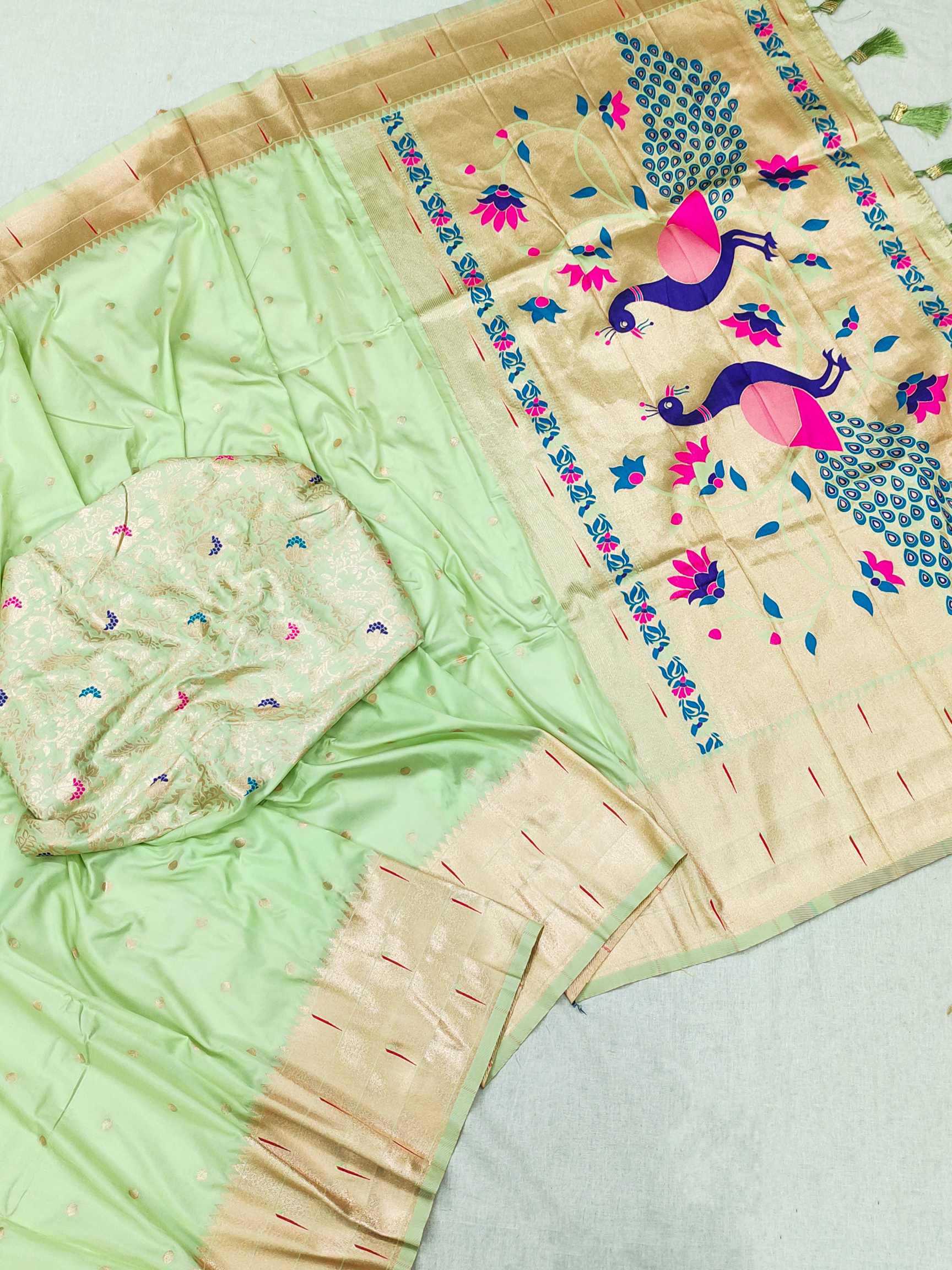 Ynf Paithani Silk RIN150 Kalakruti Paithani Silk Sarees Wedding Collections Wholesale Zari Border Silk Sarees Sangeet Outfits Manufacturer