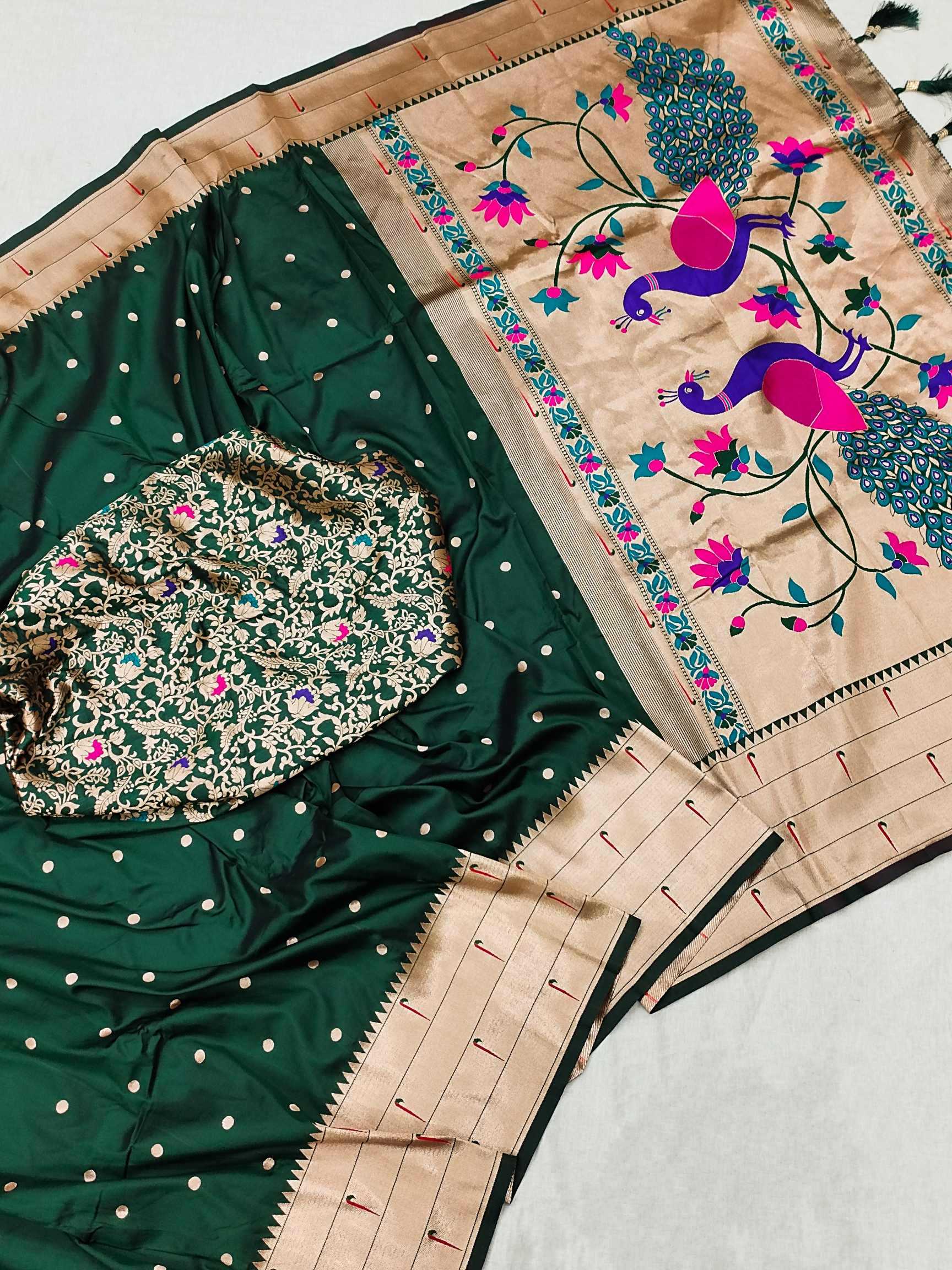 Ynf Paithani Silk RIN150 Kalakruti Paithani Silk Sarees Wedding Collections Wholesale Zari Border Silk Sarees Sangeet Outfits Manufacturer