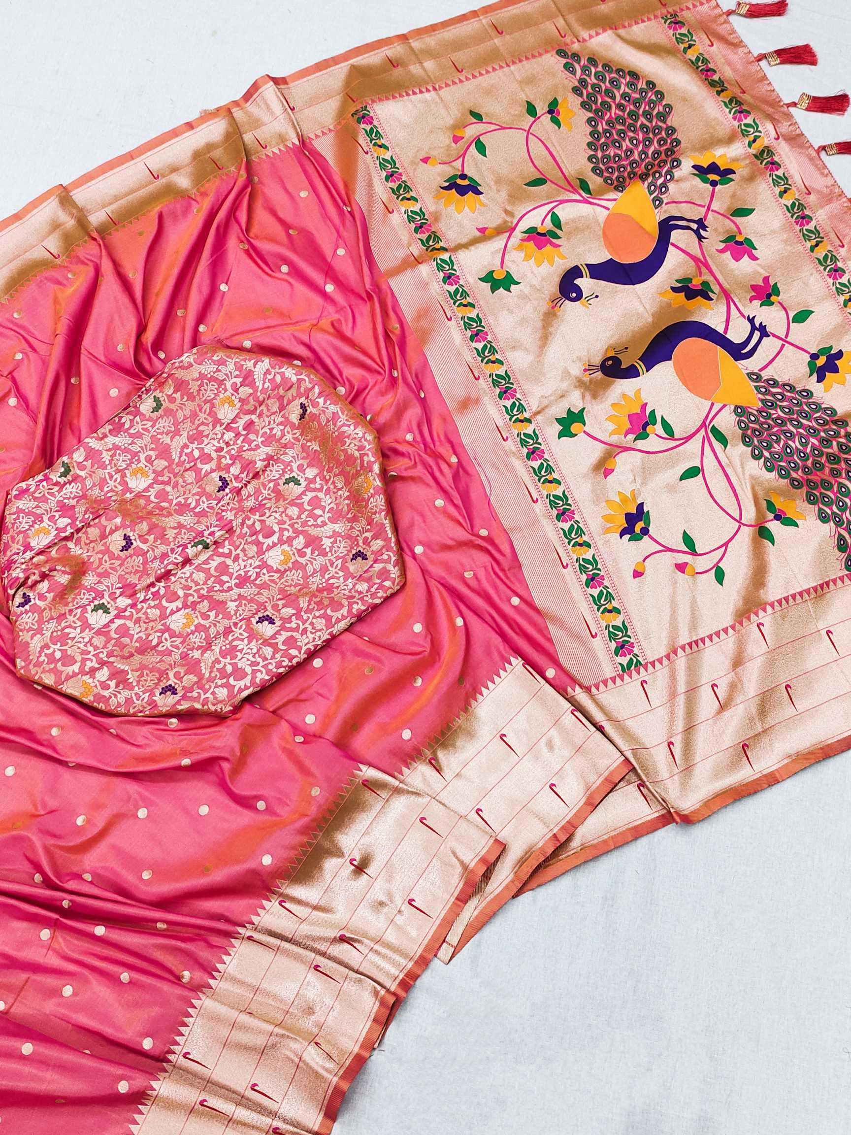 Ynf Paithani Silk RIN150 Kalakruti Paithani Silk Sarees Wedding Collections Wholesale Zari Border Silk Sarees Sangeet Outfits Manufacturer