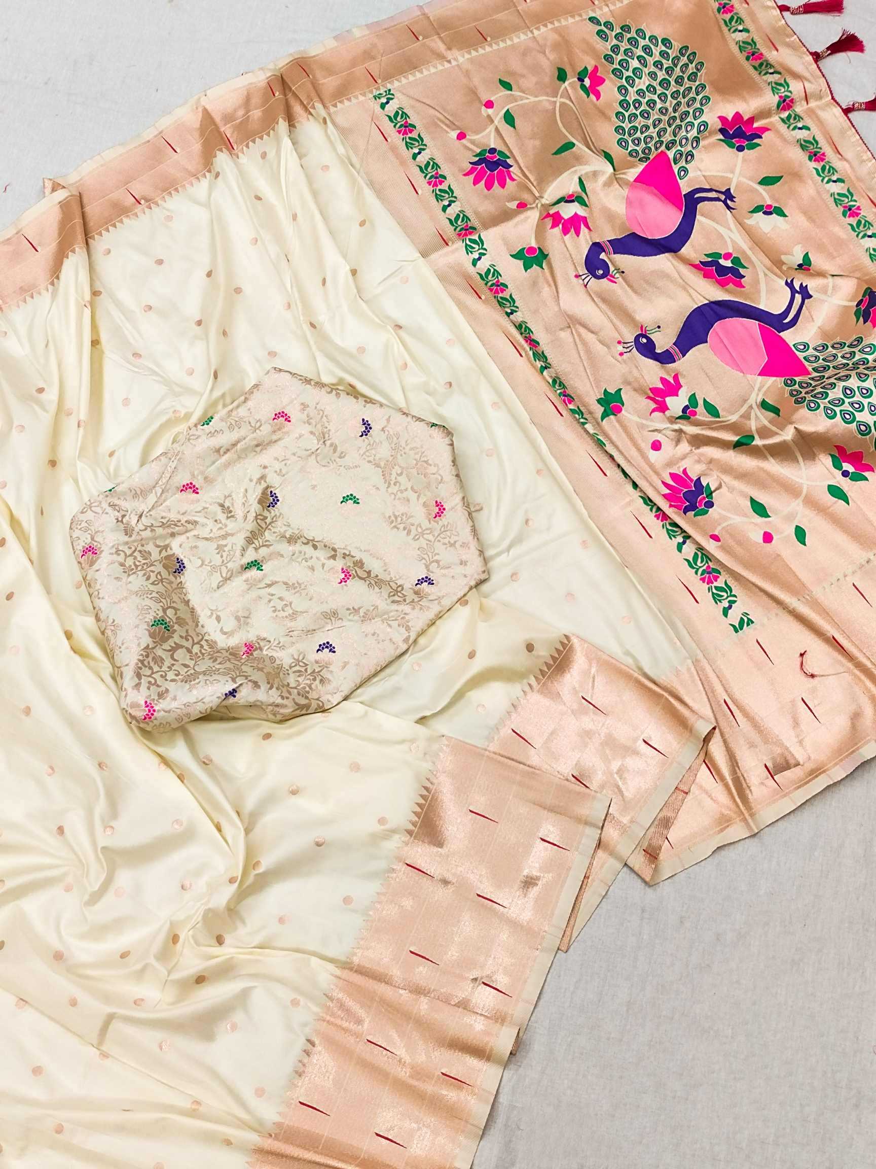Ynf Paithani Silk RIN150 Kalakruti Paithani Silk Sarees Wedding Collections Wholesale Zari Border Silk Sarees Sangeet Outfits Manufacturer