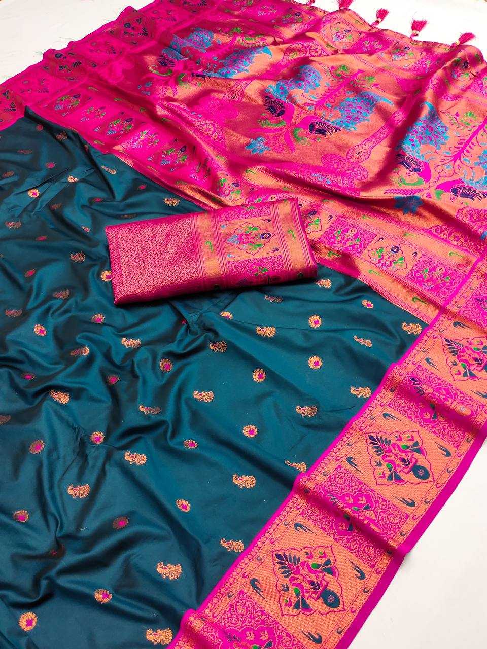 Ynf Paithani Silk RIN150 Kiva Paithani Silk Sarees Wedding Collections Festive Collections Wholesale Paithani Sarees Traditional Silk Sarees Silk Sarees With Blouse Manufacturer