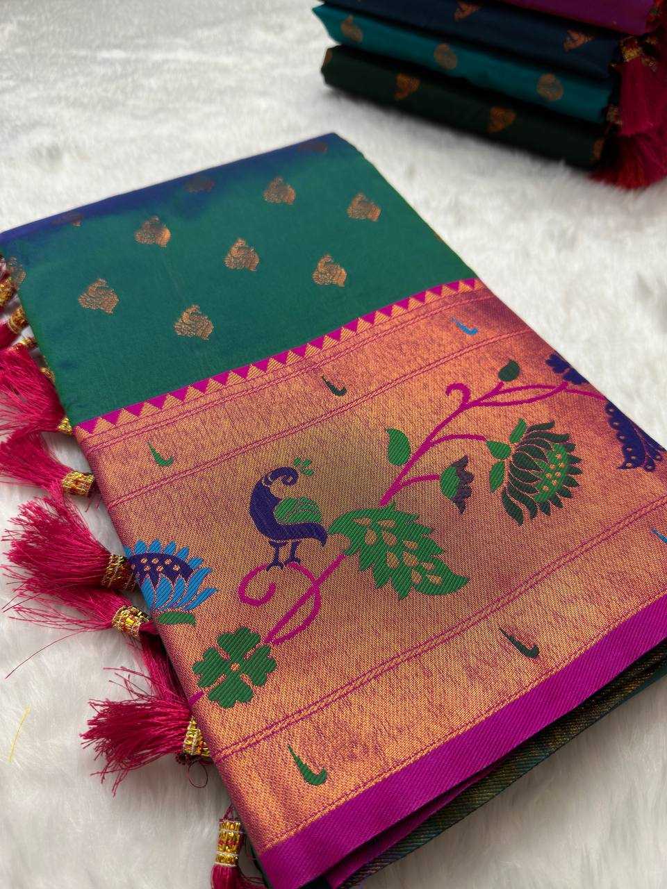 Ynf Paithani Silk RIN150 Marigold Paithani Silk Sarees Wedding Collections Festive Collections Wholesale Paithani Sarees Traditional Silk Sarees Silk Sarees With Blouse Manufacturer
