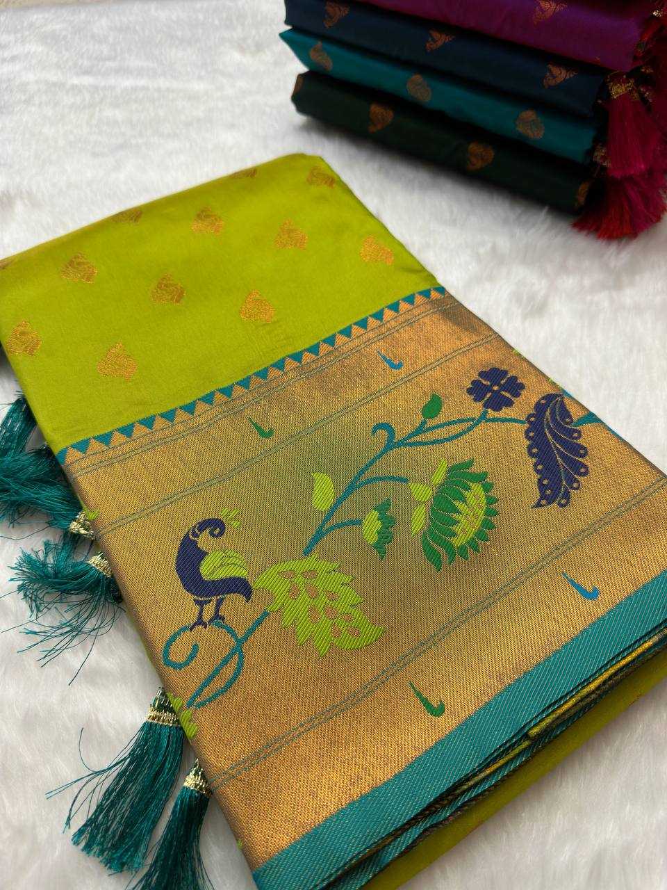 Ynf Paithani Silk RIN150 Marigold Paithani Silk Sarees Wedding Collections Festive Collections Wholesale Paithani Sarees Traditional Silk Sarees Silk Sarees With Blouse Manufacturer