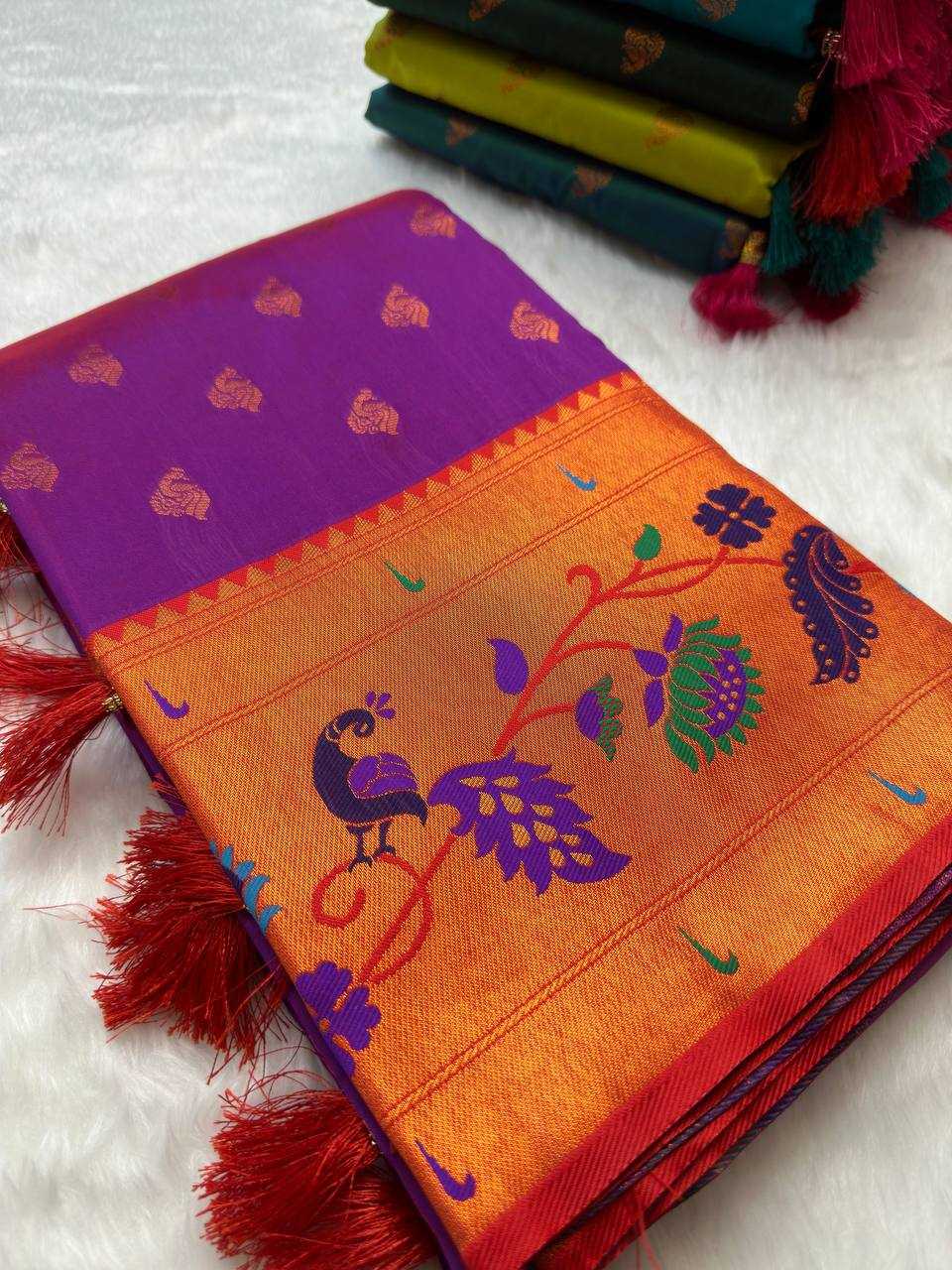 Ynf Paithani Silk RIN150 Marigold Paithani Silk Sarees Wedding Collections Festive Collections Wholesale Paithani Sarees Traditional Silk Sarees Silk Sarees With Blouse Manufacturer