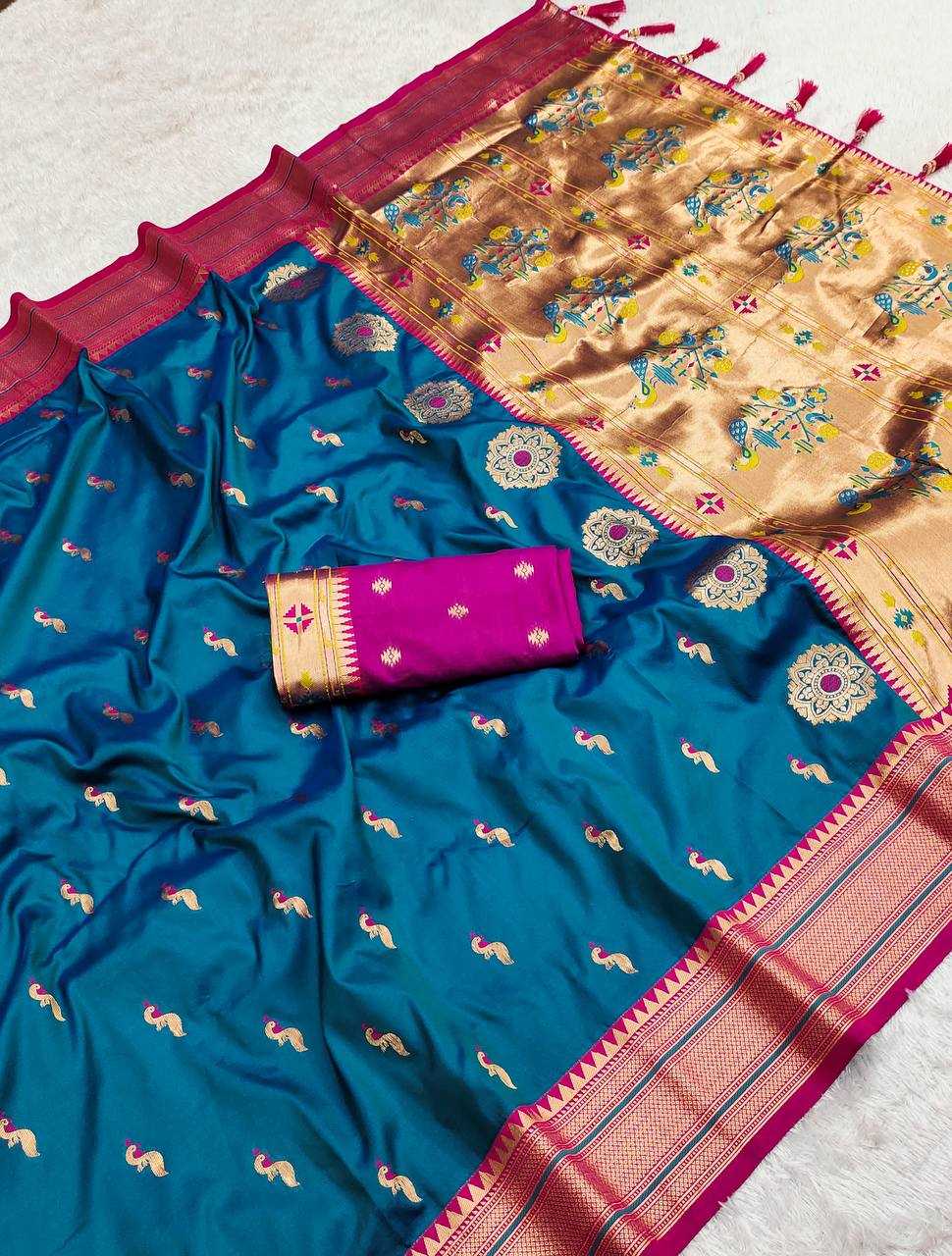 Ynf Paithani Silk RIN150 Peacok Paithani Vol-1 Silk Sarees Wedding Collections Festive Collections Wholesale Paithani Sarees Traditional Silk Sarees Silk Sarees With Blouse Manufacturer
