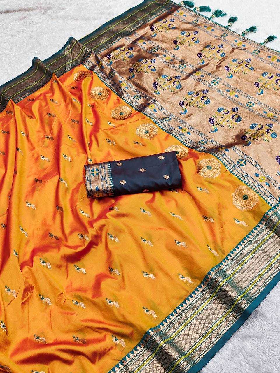 Ynf Paithani Silk RIN150 Peacok Paithani Vol-1 Silk Sarees Wedding Collections Festive Collections Wholesale Paithani Sarees Traditional Silk Sarees Silk Sarees With Blouse Manufacturer