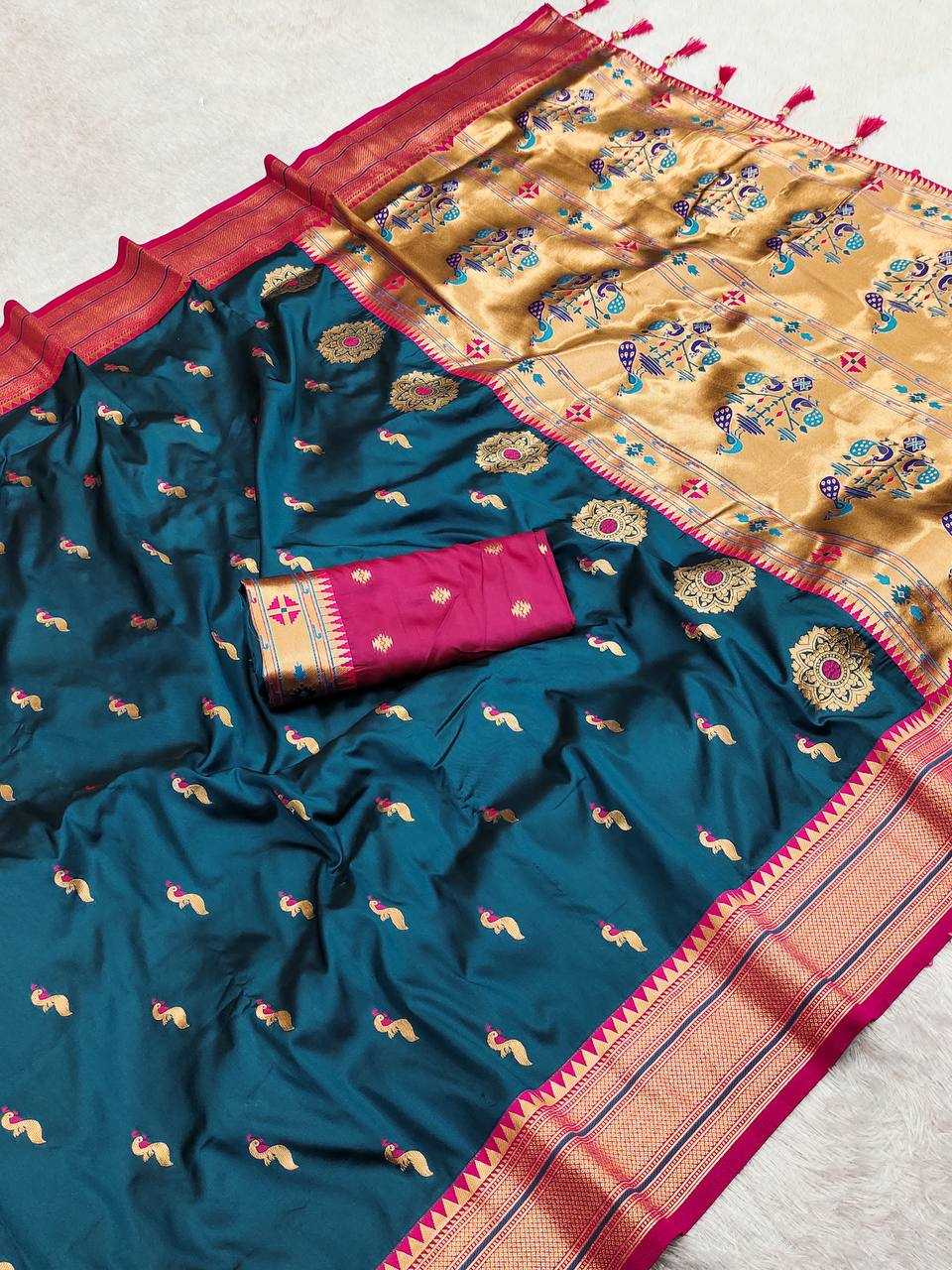 Ynf Paithani Silk RIN150 Peacok Paithani Vol-1 Silk Sarees Wedding Collections Festive Collections Wholesale Paithani Sarees Traditional Silk Sarees Silk Sarees With Blouse Manufacturer