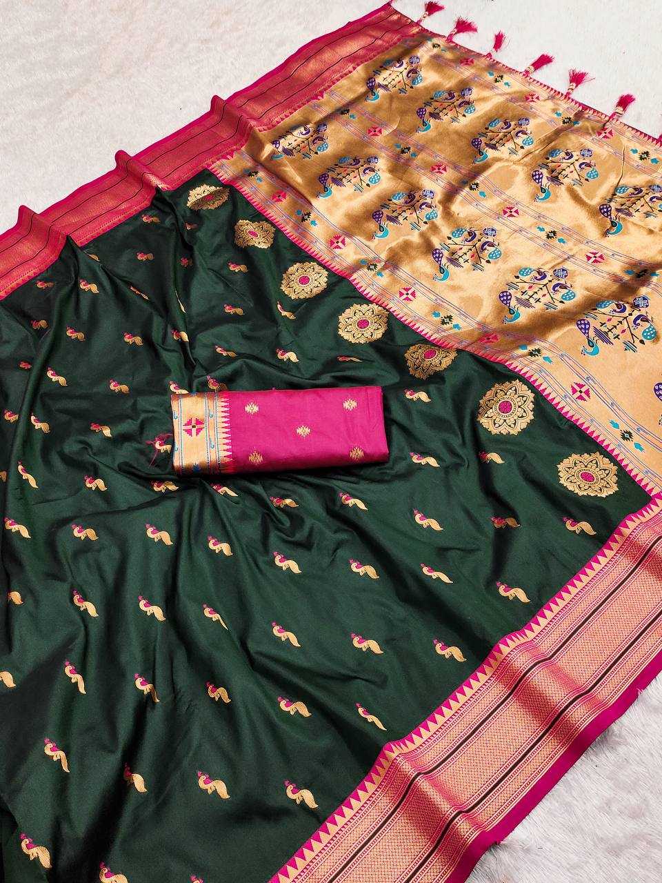Ynf Paithani Silk RIN150 Peacok Paithani Vol-1 Silk Sarees Wedding Collections Festive Collections Wholesale Paithani Sarees Traditional Silk Sarees Silk Sarees With Blouse Manufacturer