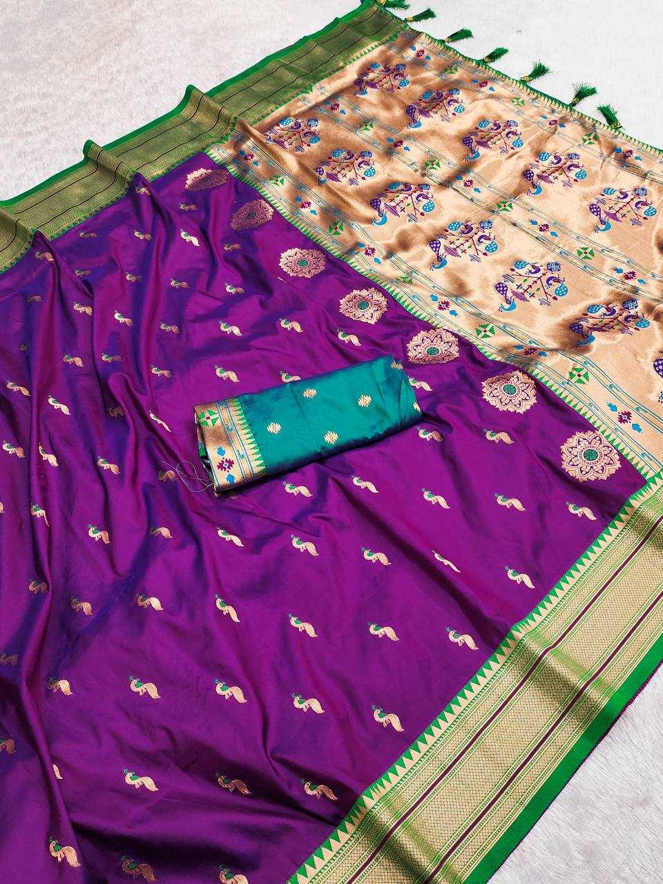 Ynf Paithani Silk RIN150 Peacok Paithani Vol-1 Silk Sarees Wedding Collections Festive Collections Wholesale Paithani Sarees Traditional Silk Sarees Silk Sarees With Blouse Manufacturer