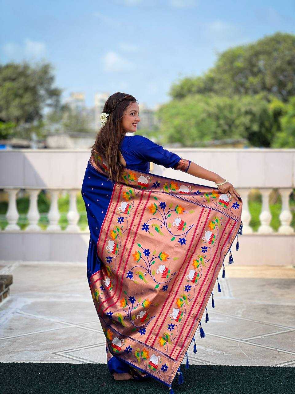 Ynf Paithani Silk RIN150 Rajhans Pethani Silk Sarees Wholesale Fancy Silk Sarees Zari Border Silk Sarees Manufacturer