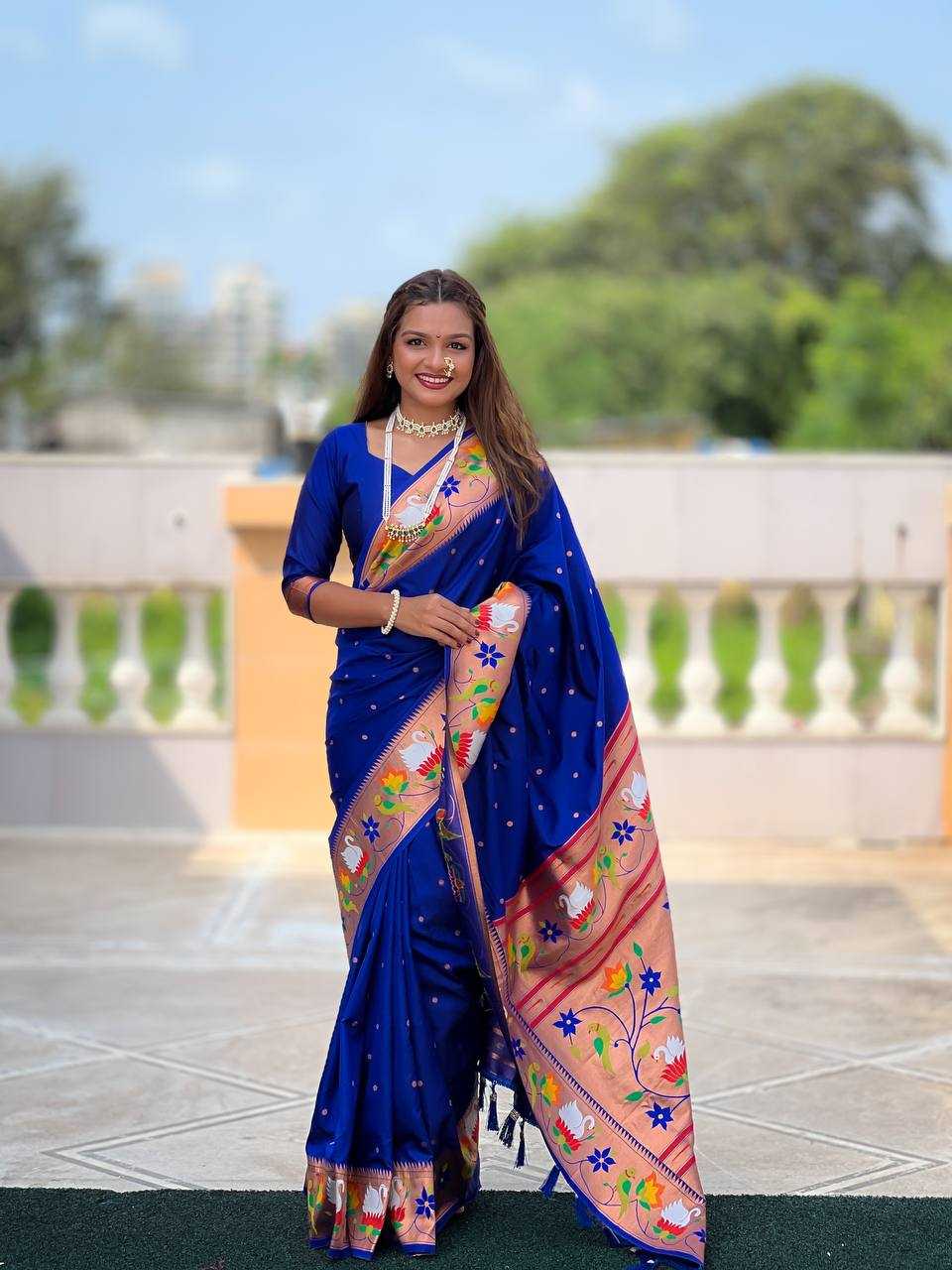 Ynf Paithani Silk RIN150 Rajhans Pethani Silk Sarees Wholesale Fancy Silk Sarees Zari Border Silk Sarees Manufacturer