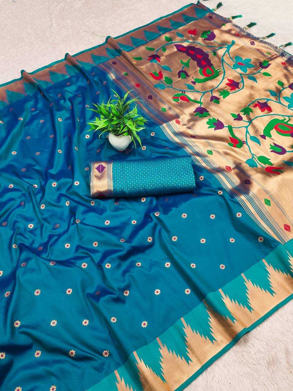 Ynf Paithani Silk RIN150 Tample Paithani Silk Sarees Wedding Collections Festive Collections Wholesale Paithani Sarees Traditional Silk Sarees Silk Sarees With Blouse Manufacturer