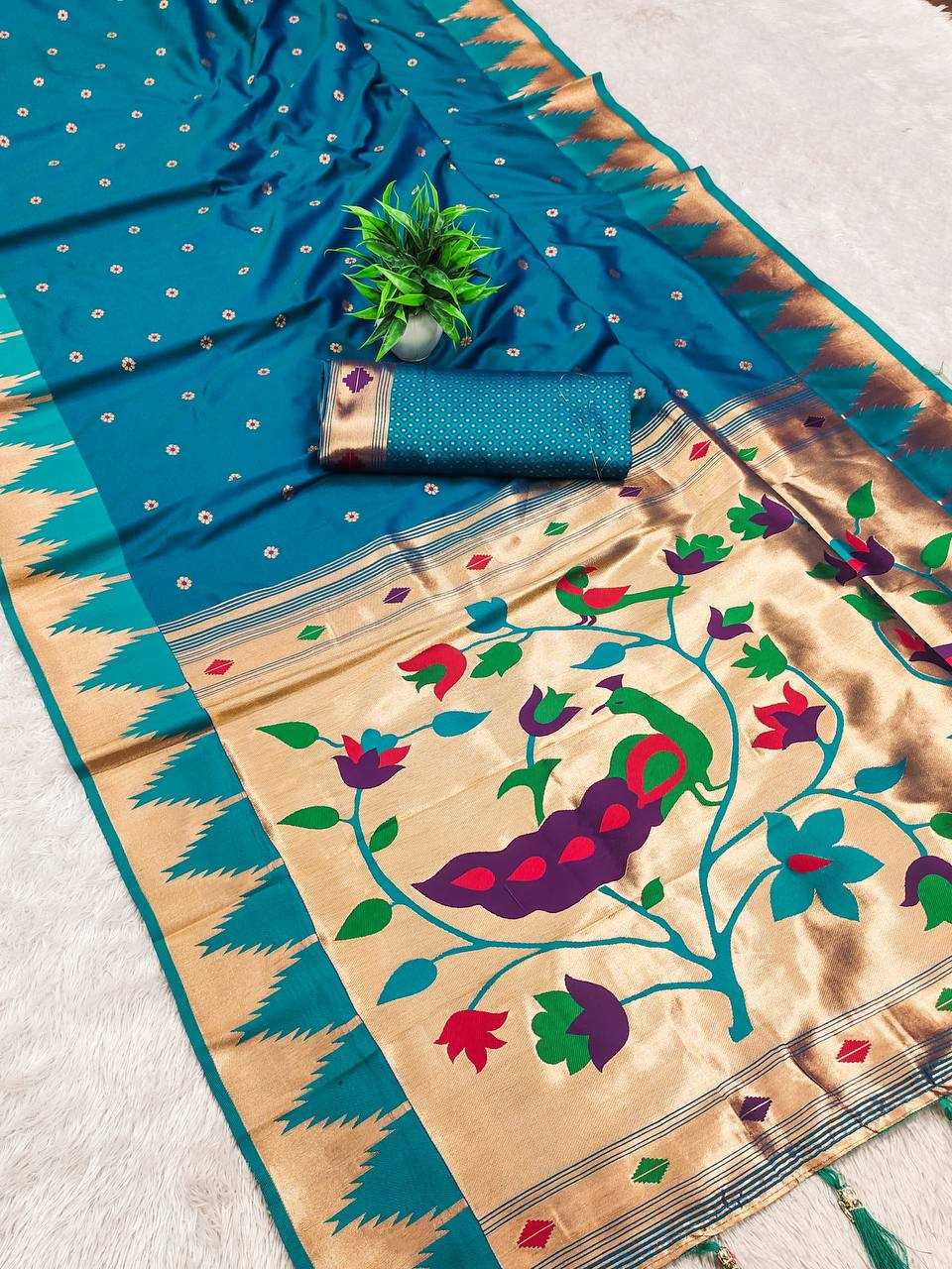 Ynf Paithani Silk RIN150 Tample Paithani Silk Sarees Wedding Collections Festive Collections Wholesale Paithani Sarees Traditional Silk Sarees Silk Sarees With Blouse Manufacturer