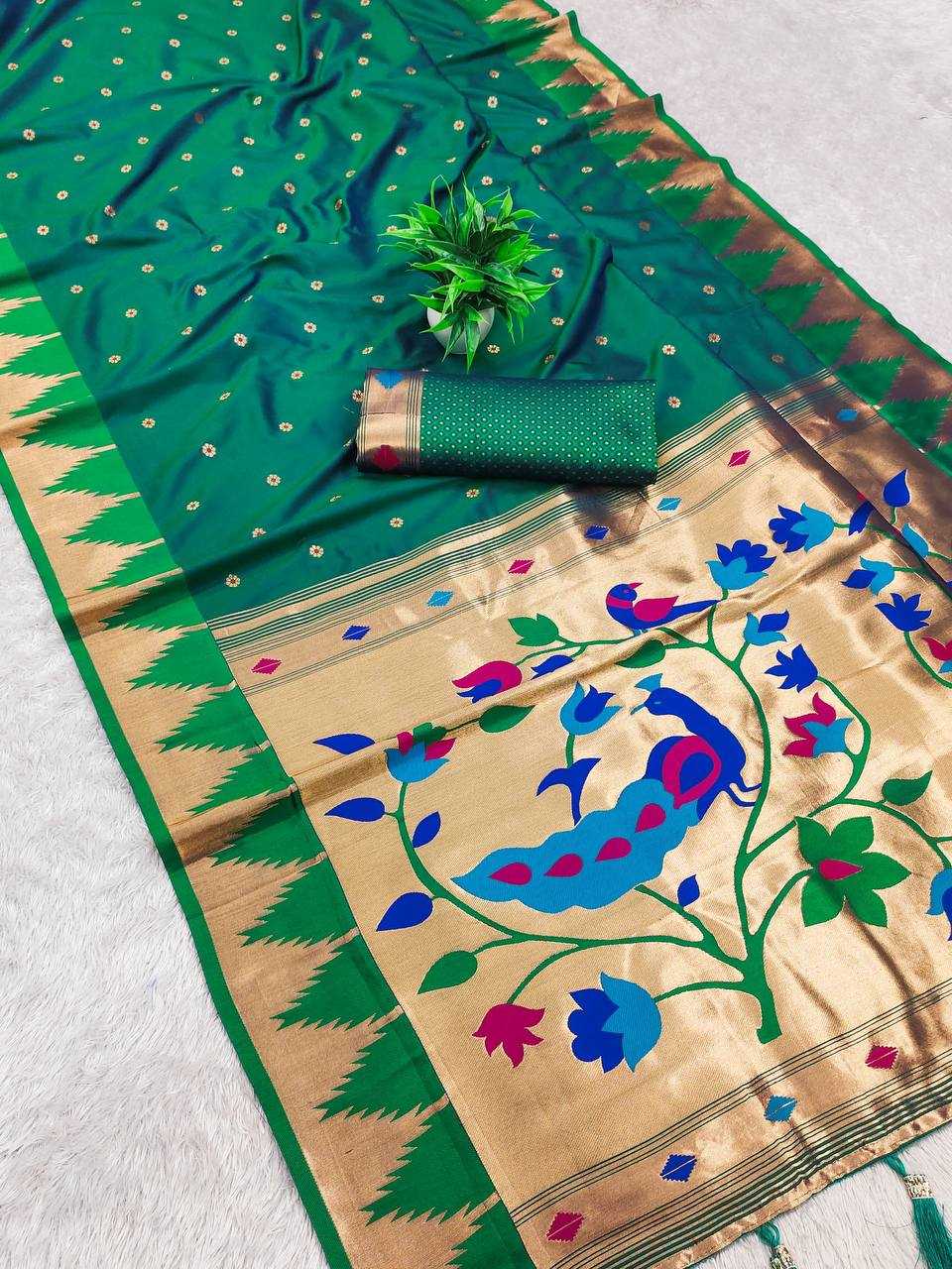 Ynf Paithani Silk RIN150 Tample Paithani Silk Sarees Wedding Collections Festive Collections Wholesale Paithani Sarees Traditional Silk Sarees Silk Sarees With Blouse Manufacturer