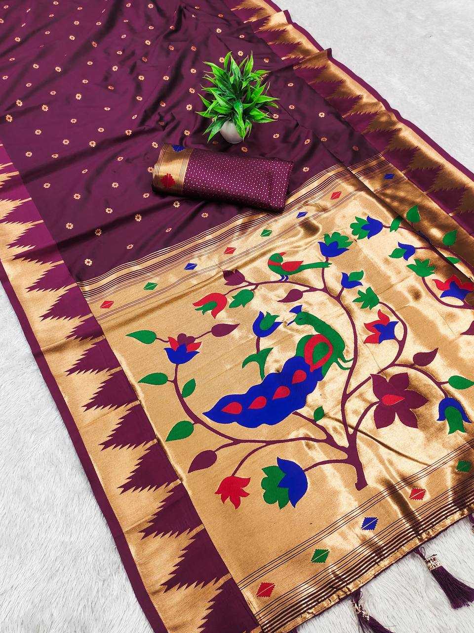 Ynf Paithani Silk RIN150 Tample Paithani Silk Sarees Wedding Collections Festive Collections Wholesale Paithani Sarees Traditional Silk Sarees Silk Sarees With Blouse Manufacturer