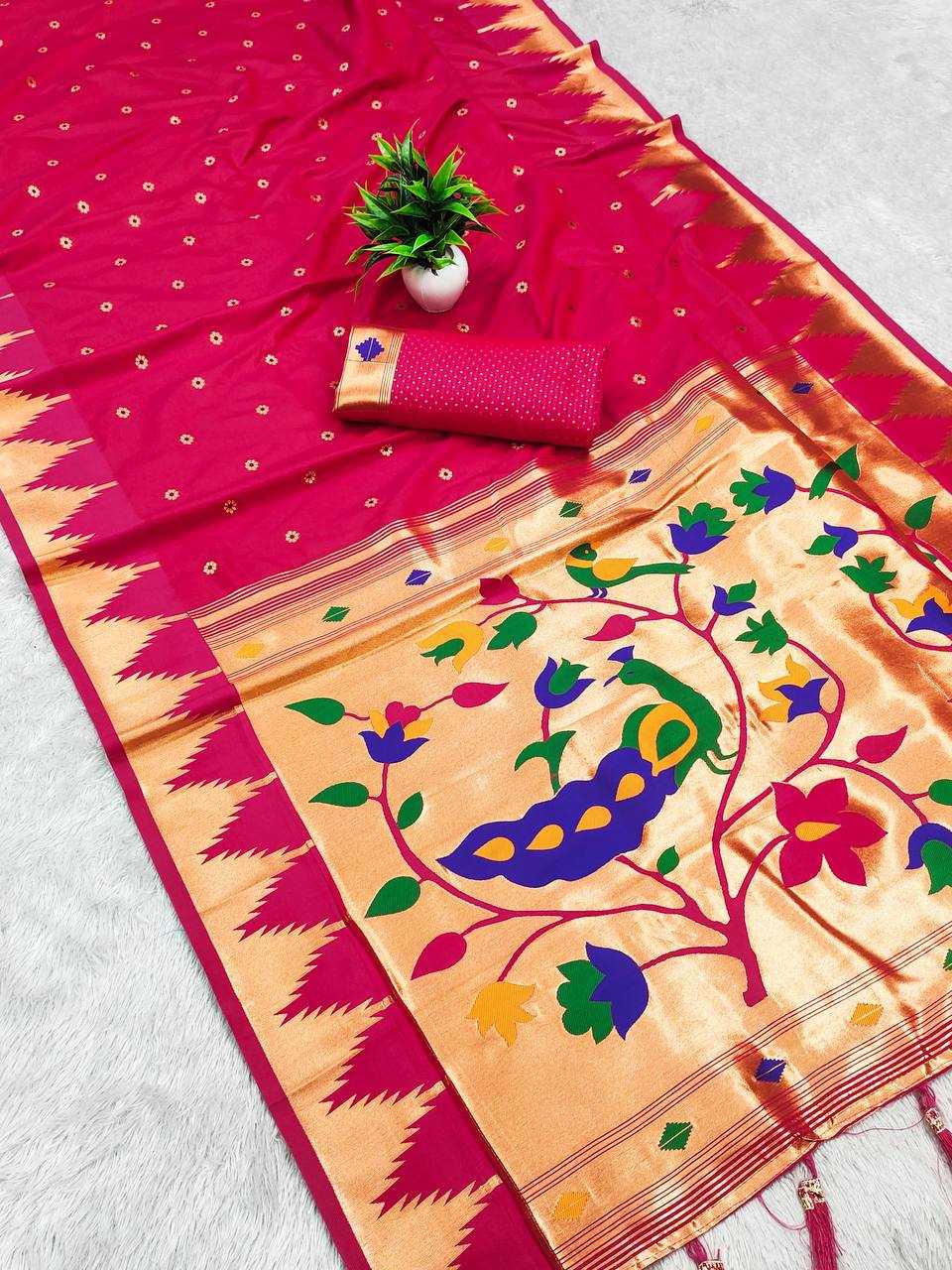 Ynf Paithani Silk RIN150 Tample Paithani Silk Sarees Wedding Collections Festive Collections Wholesale Paithani Sarees Traditional Silk Sarees Silk Sarees With Blouse Manufacturer