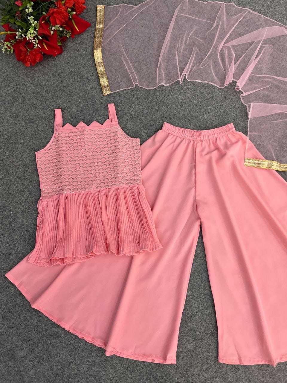 Ynf Poly Crepe KESH461 LITTLE FEATURE Kids Wear Wholesale Kids Indo-Western Wear Kids Party Wear Ethnic Manufacturer