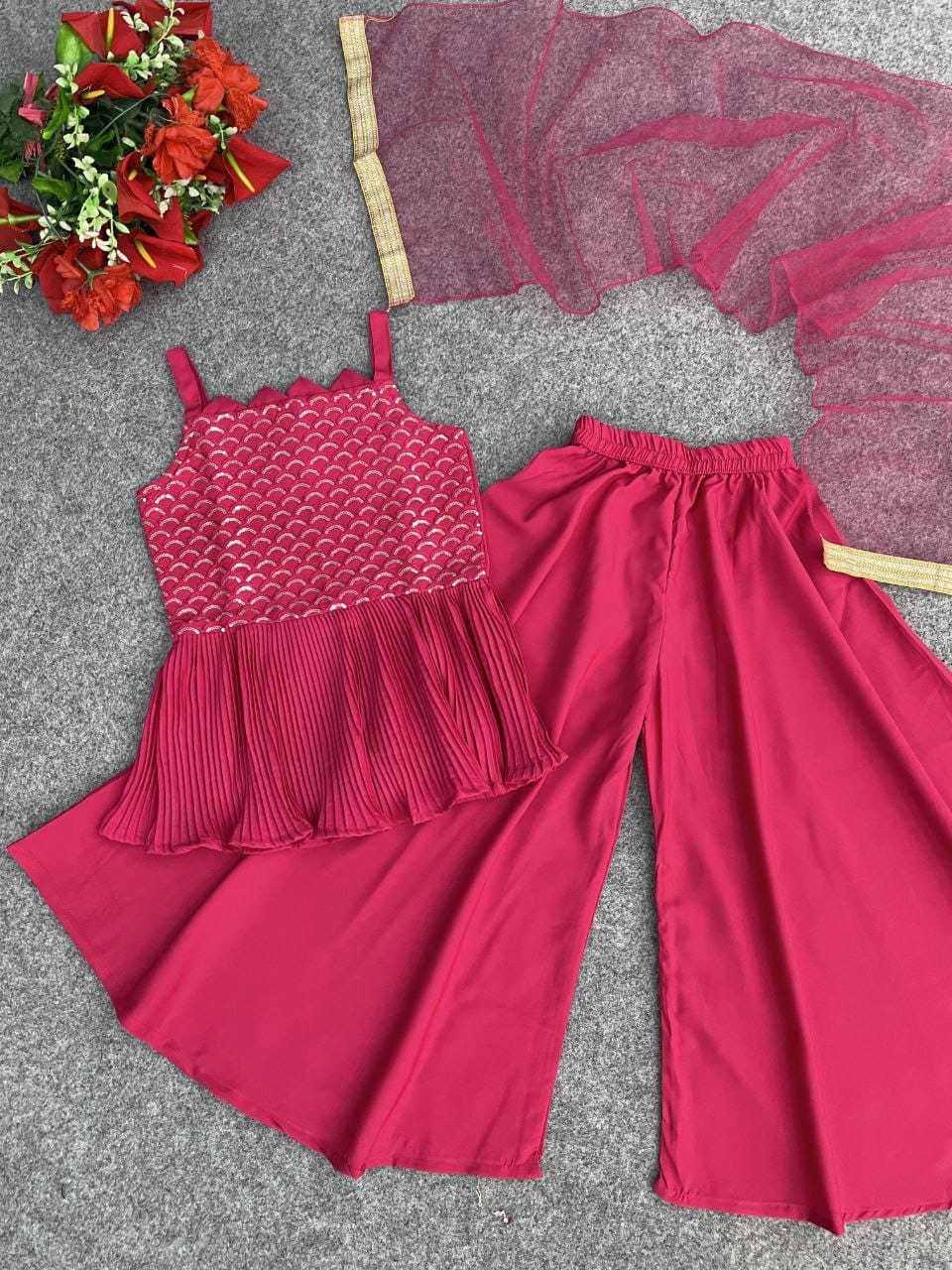 Ynf Poly Crepe KESH461 LITTLE FEATURE Kids Wear Wholesale Kids Indo-Western Wear Kids Party Wear Ethnic Manufacturer