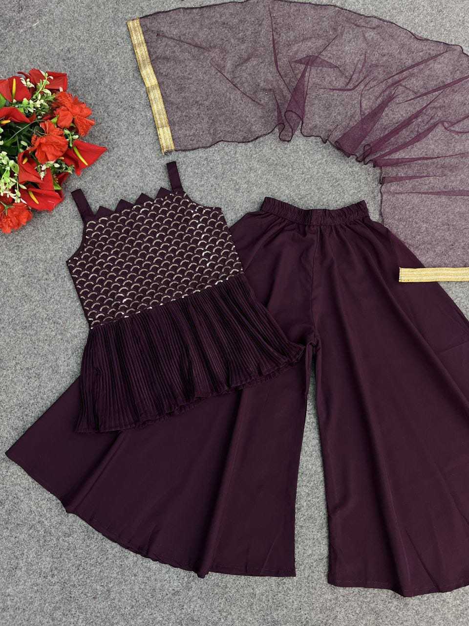 Ynf Poly Crepe KESH461 LITTLE FEATURE Kids Wear Wholesale Kids Indo-Western Wear Kids Party Wear Ethnic Manufacturer