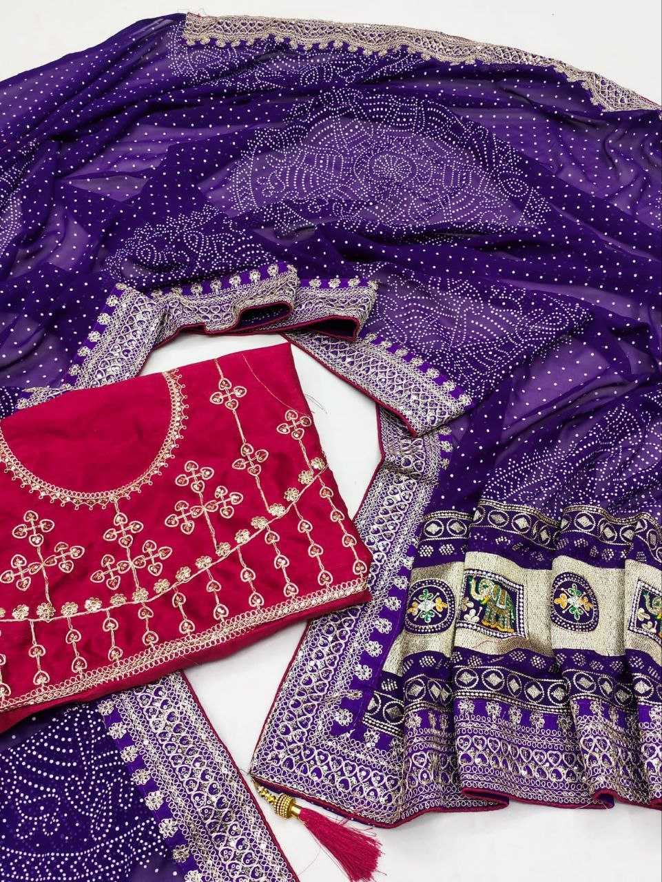 Ynf Poly Georgette RIN216 Priya Sarees Wholesale Georgette Sarees Lace Border Sarees Bandhani Bandhej Sarees Manufacturer