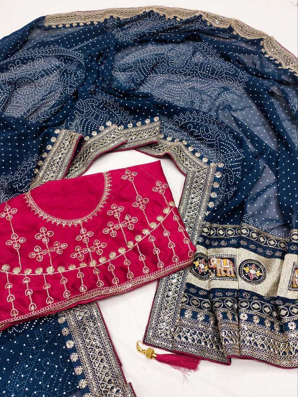 Ynf Poly Georgette RIN216 Priya Sarees Wholesale Georgette Sarees Lace Border Sarees Bandhani Bandhej Sarees Manufacturer