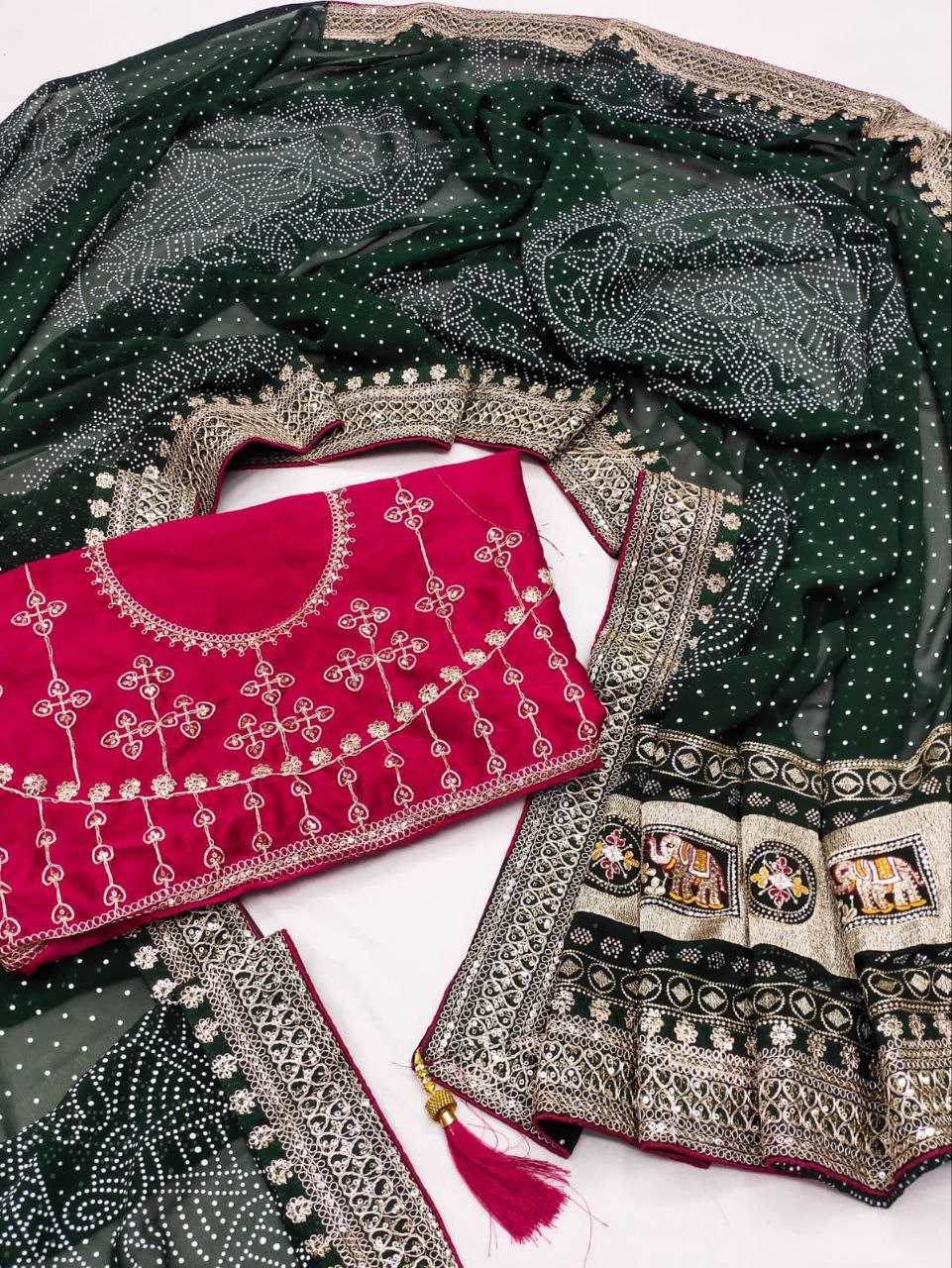 Ynf Poly Georgette RIN216 Priya Sarees Wholesale Georgette Sarees Lace Border Sarees Bandhani Bandhej Sarees Manufacturer
