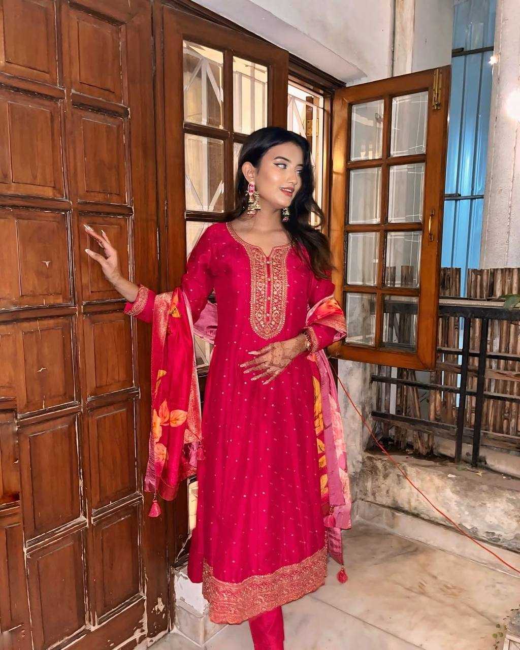 Ynf Premium Roman Silk KESH501 gatherings Suits & Dresses Wedding Collections Festive Collections Wholesale Embroidery Suits Ladies Silk Suit Party Wear Dresses Manufacturer