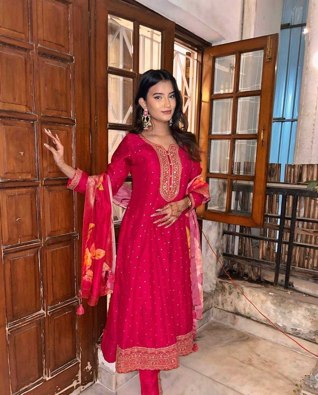 Ynf Premium Roman Silk KESH501 gatherings Suits & Dresses Wedding Collections Festive Collections Wholesale Embroidery Suits Ladies Silk Suit Party Wear Dresses Manufacturer