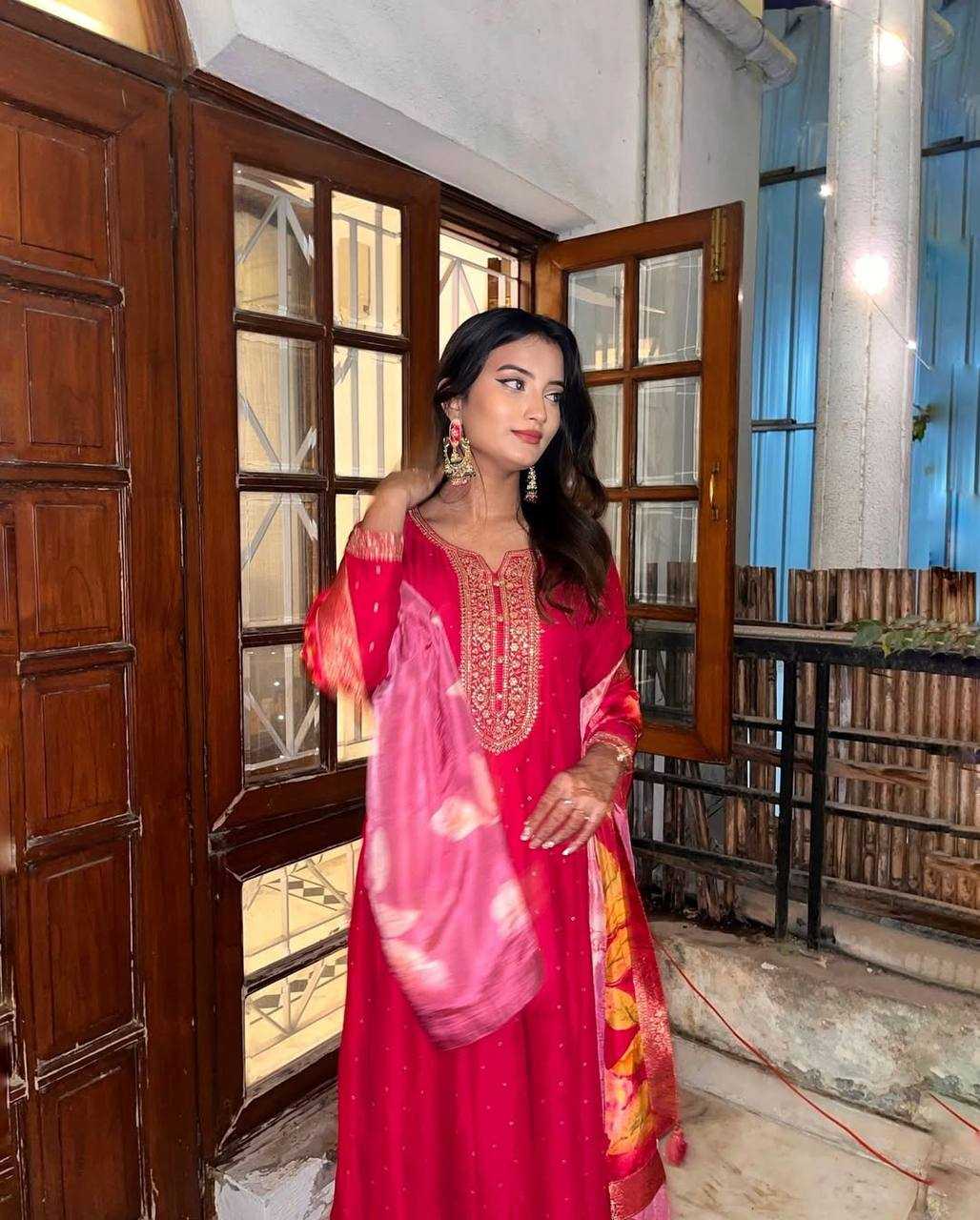 Ynf Premium Roman Silk KESH501 gatherings Suits & Dresses Wedding Collections Festive Collections Wholesale Embroidery Suits Ladies Silk Suit Party Wear Dresses Manufacturer