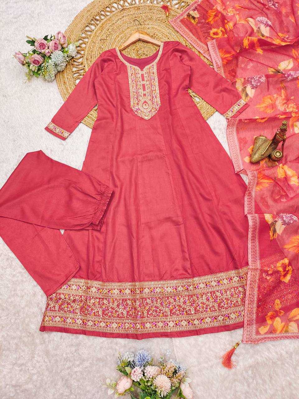 Ynf Premium Roman Silk KESH501 gatherings Suits & Dresses Wedding Collections Festive Collections Wholesale Embroidery Suits Ladies Silk Suit Party Wear Dresses Manufacturer