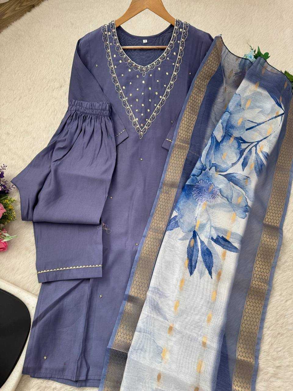 Ynf Premium Roman Silk KESH513 482 Suits & Dresses Wedding Collections Festive Collections Wholesale Ladies Silk Suit Wedding guest dresses Handwork Suits Manufacturer