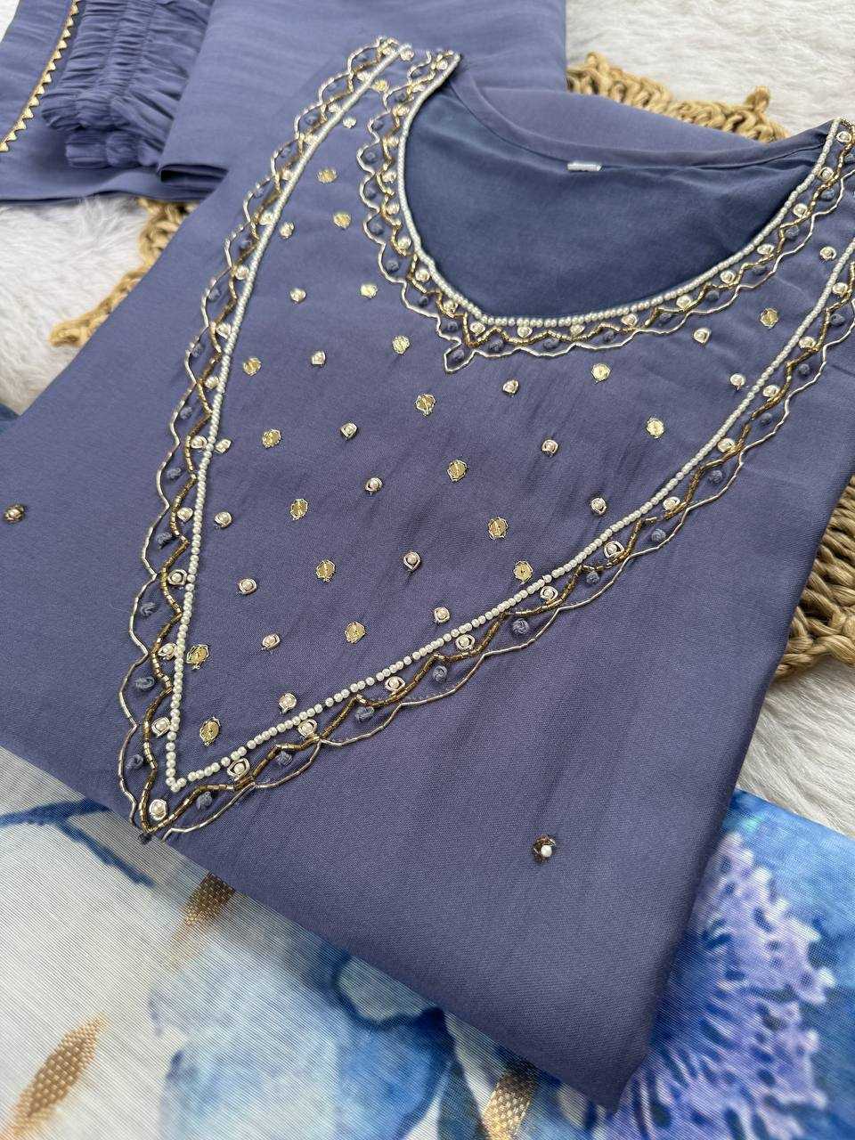 Ynf Premium Roman Silk KESH513 482 Suits & Dresses Wedding Collections Festive Collections Wholesale Ladies Silk Suit Wedding guest dresses Handwork Suits Manufacturer