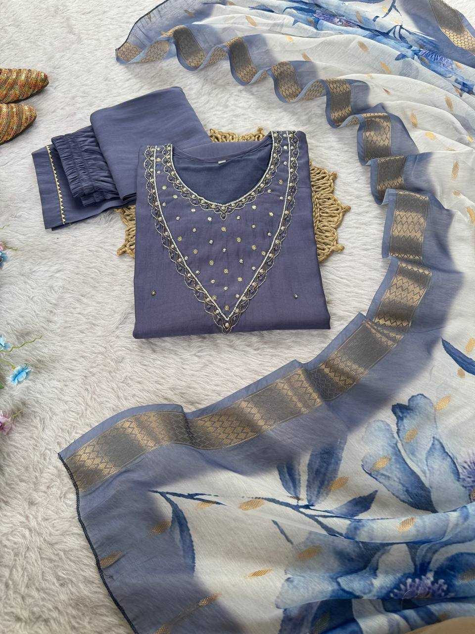 Ynf Premium Roman Silk KESH513 482 Suits & Dresses Wedding Collections Festive Collections Wholesale Ladies Silk Suit Wedding guest dresses Handwork Suits Manufacturer