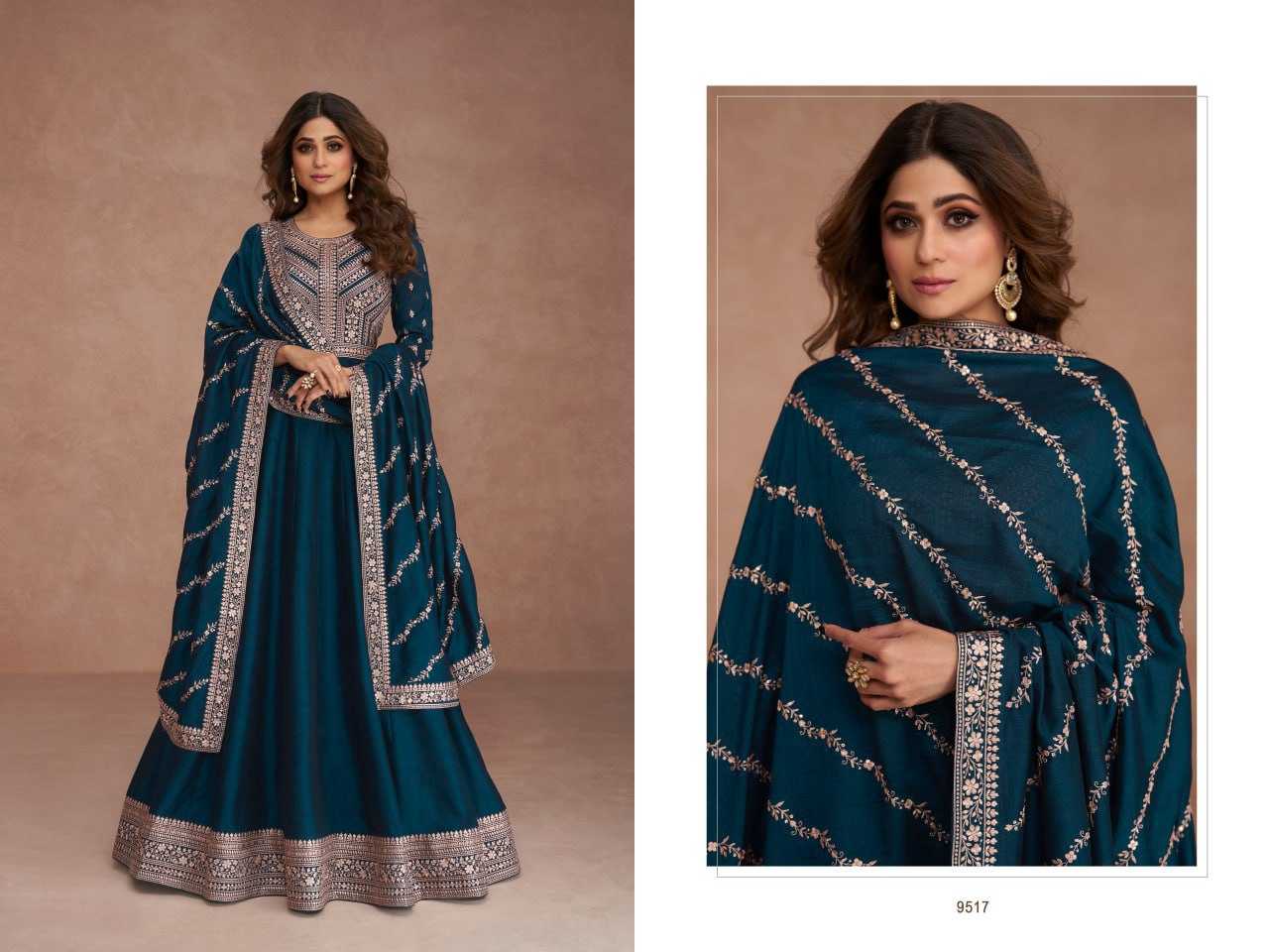 Ynf Premium Silk RIN131 9517 Gowns Wholesale Embroidery Gowns Anarkali Gown Party Gowns Long Gowns Manufacturer