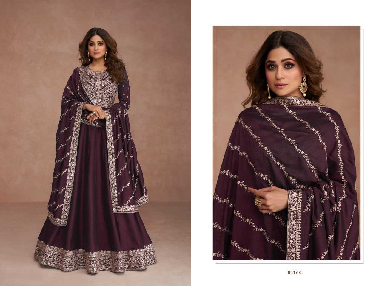 Ynf Premium Silk RIN131 9517 Gowns Wholesale Embroidery Gowns Anarkali Gown Party Gowns Long Gowns Manufacturer